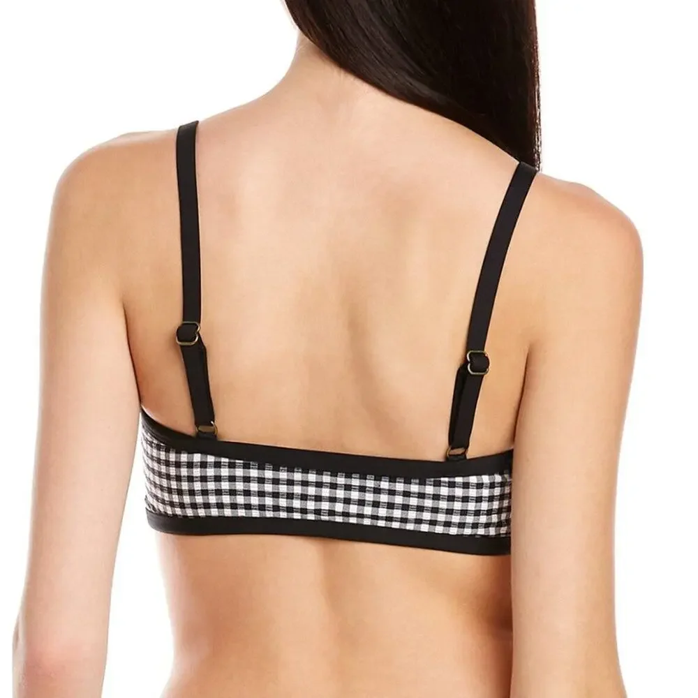 Andie Swim‎ The Cove Top V Neck Gingham Black Size Large